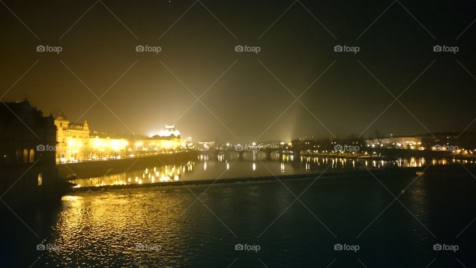 prague during the night - lights - spring - evening