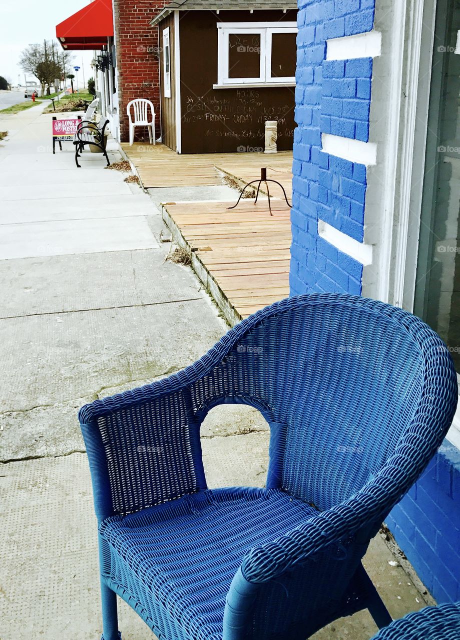 Blue Wicker Chair by Blue Brick