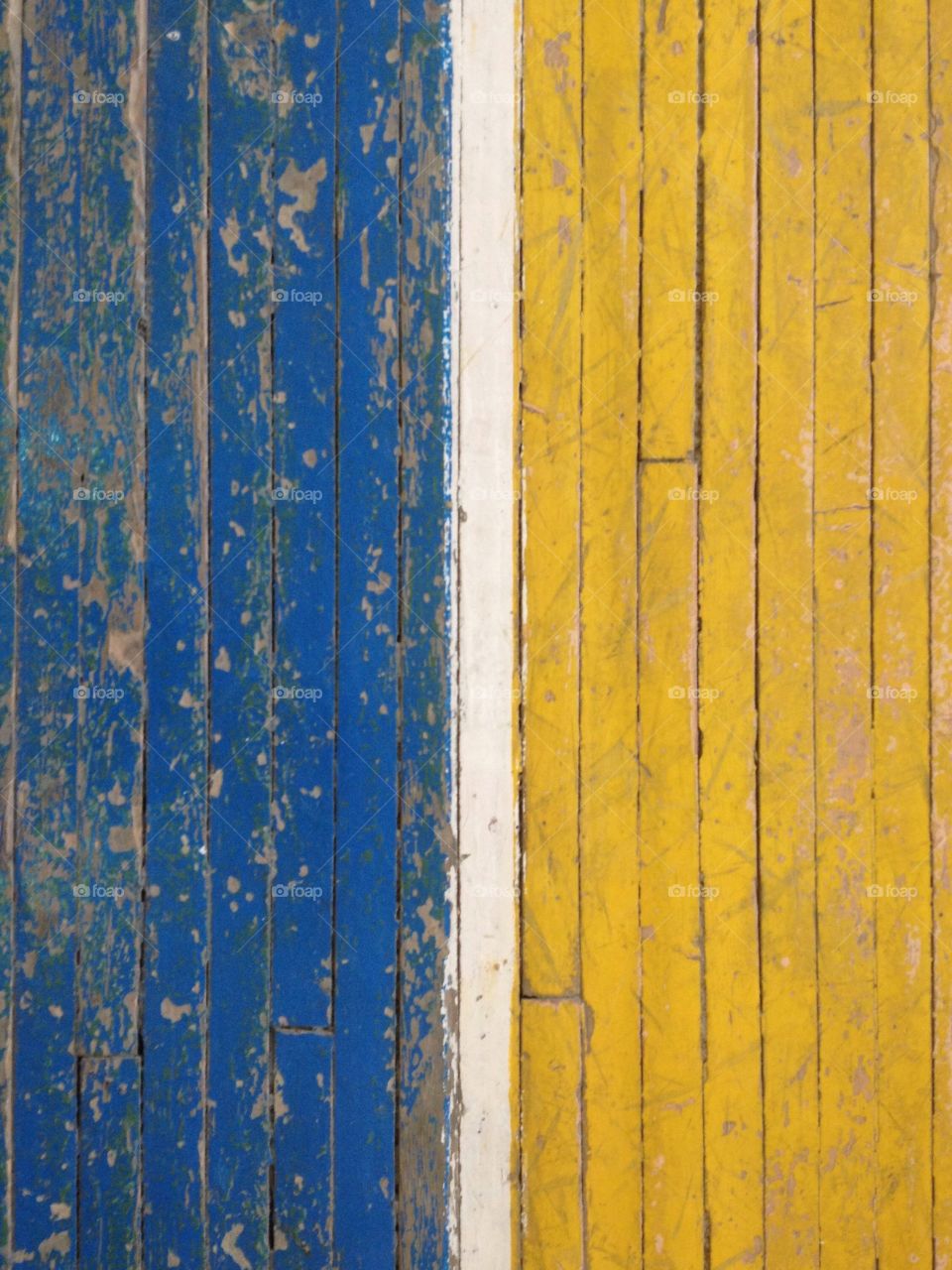 Wooden floor with separation line in a gym