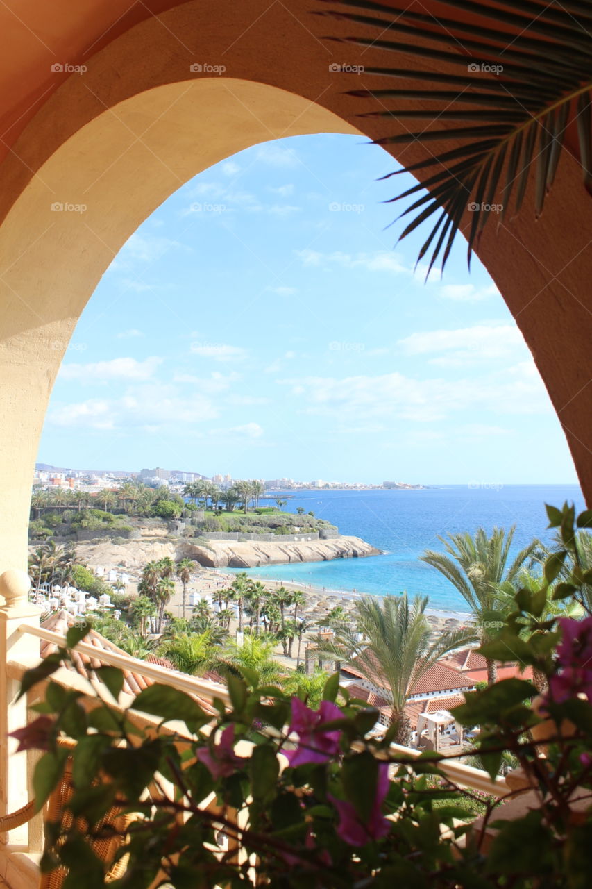 Resort view off the coast of Tenerife, Spain, Canary Islands.