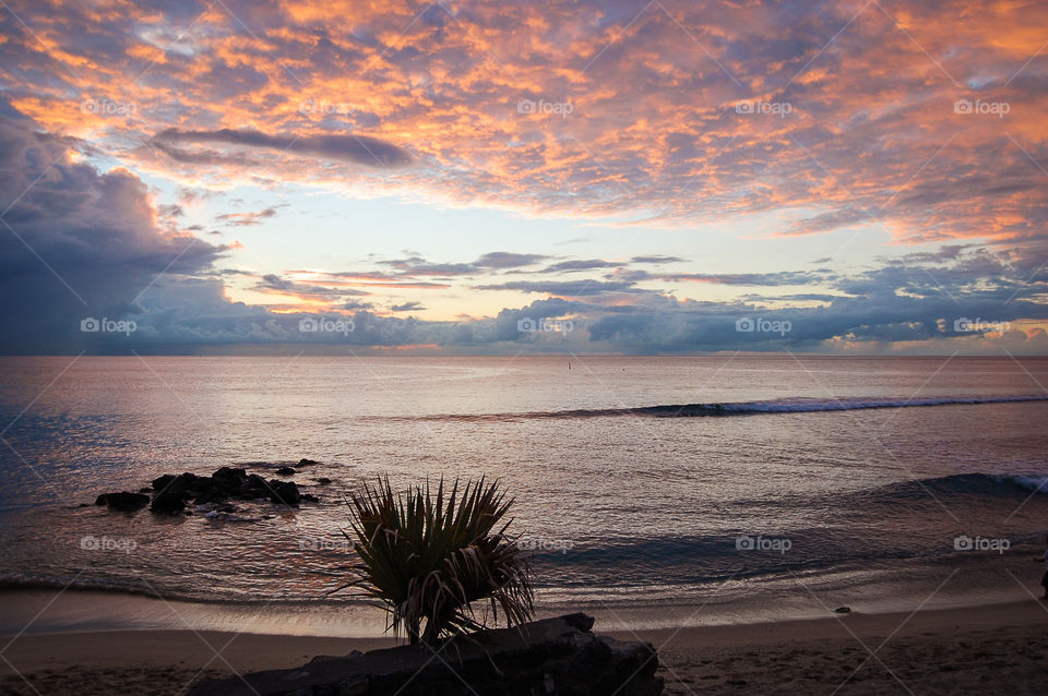 View of beach during sunset