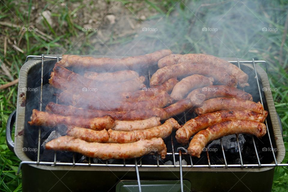 picnic bbq with italian sausages