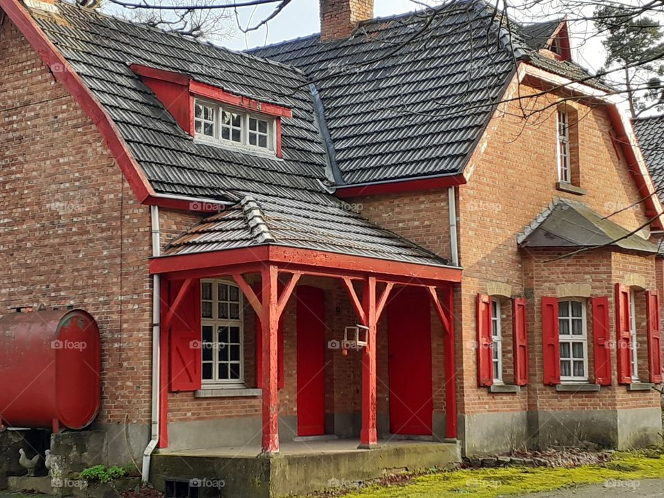 beautiful house with the color red