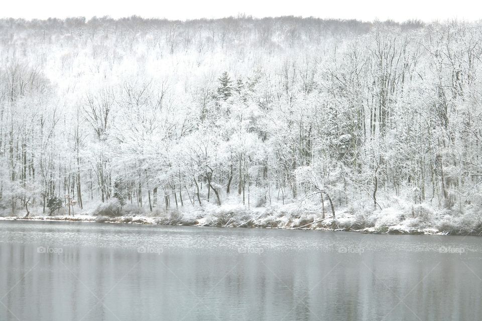 Scenic view of lake during winter