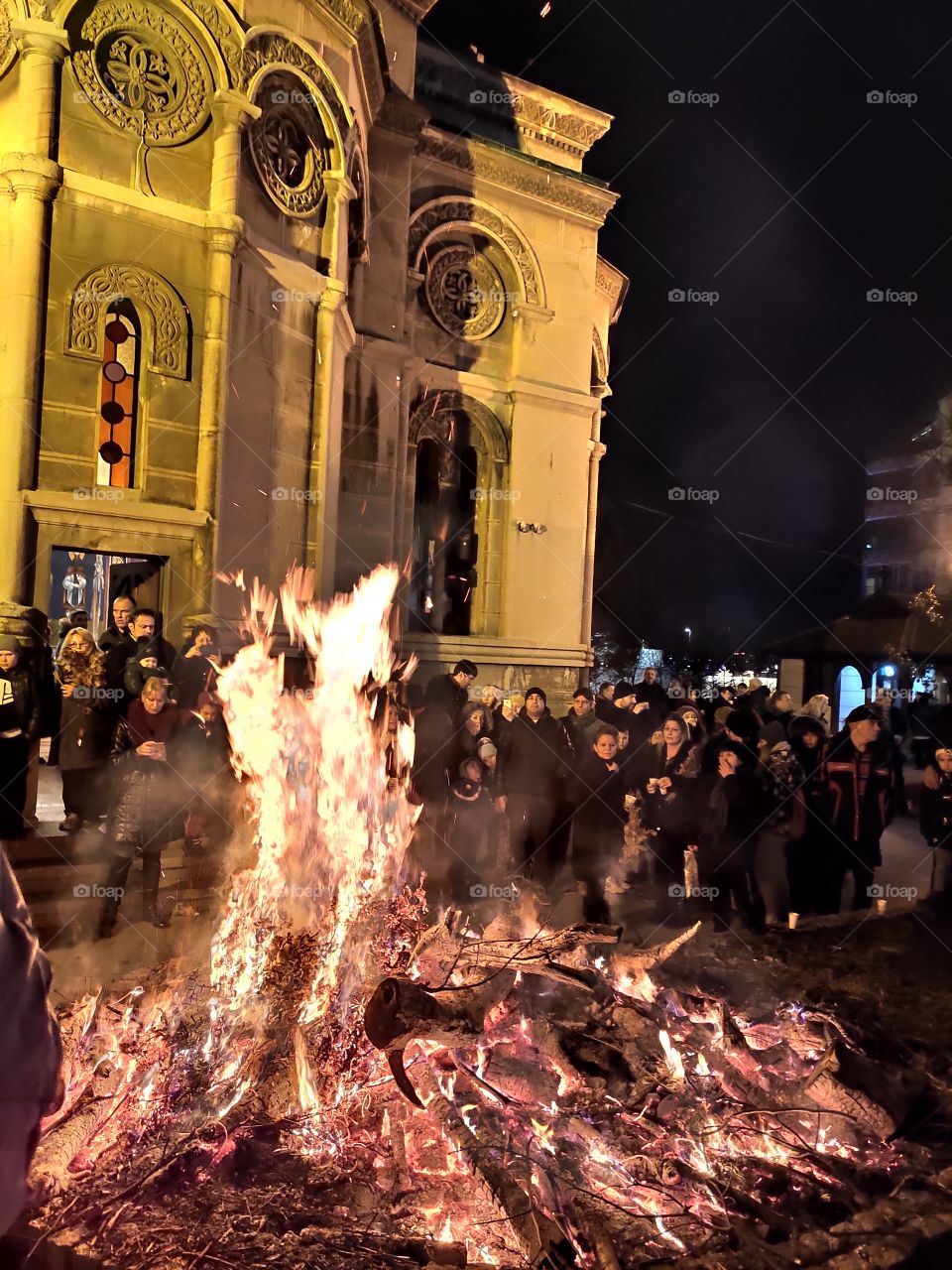 Belgrade Serbia Orthodox Christmas celebration badnjak incineration