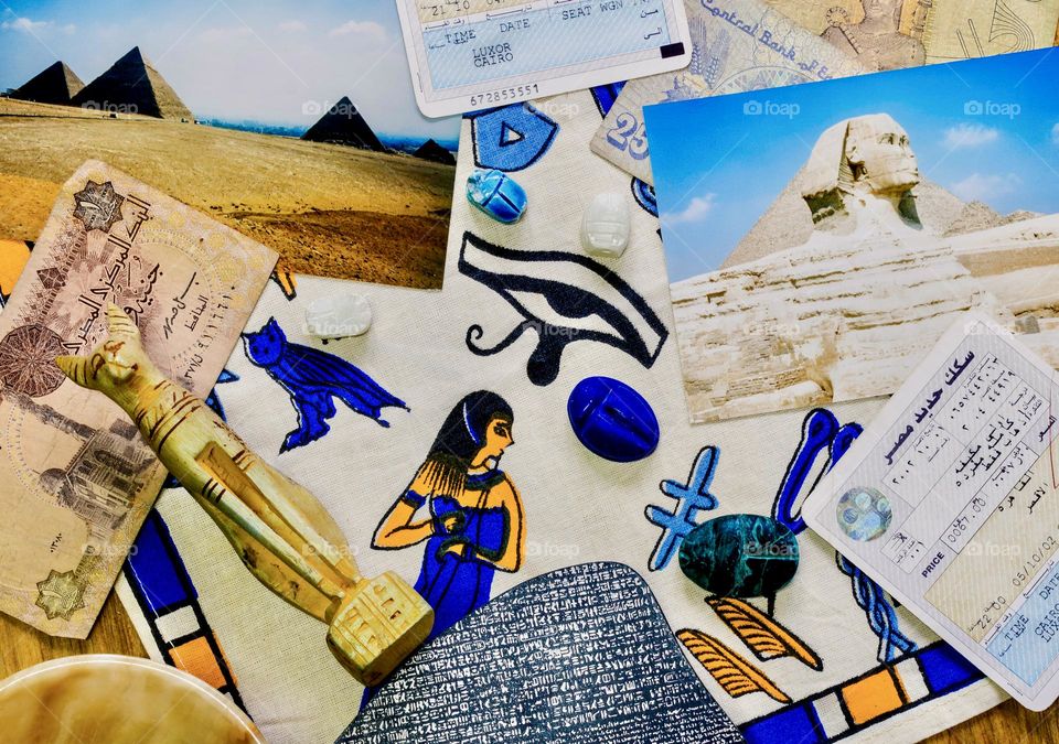 Egyptian vacation flat lay