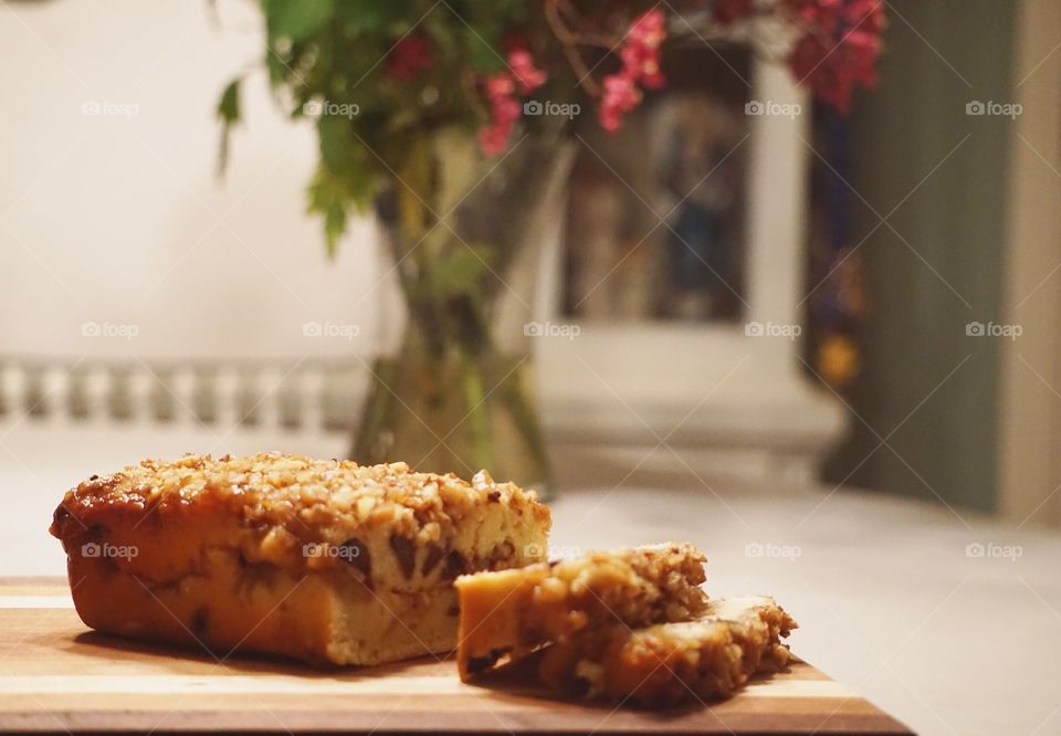 Close-up of baked cake