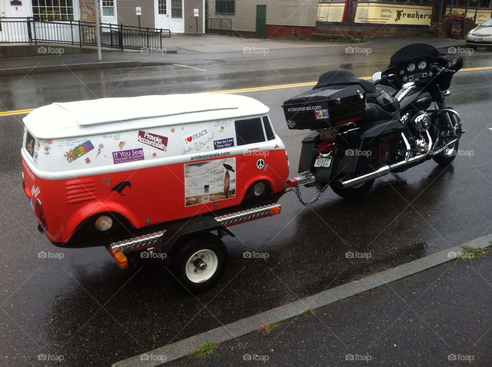 camper motorcycle trailer vw bus by bobmanley