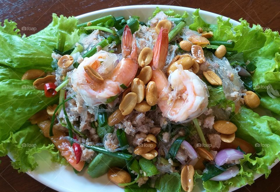 vermicelli salad. sea food. Thailand