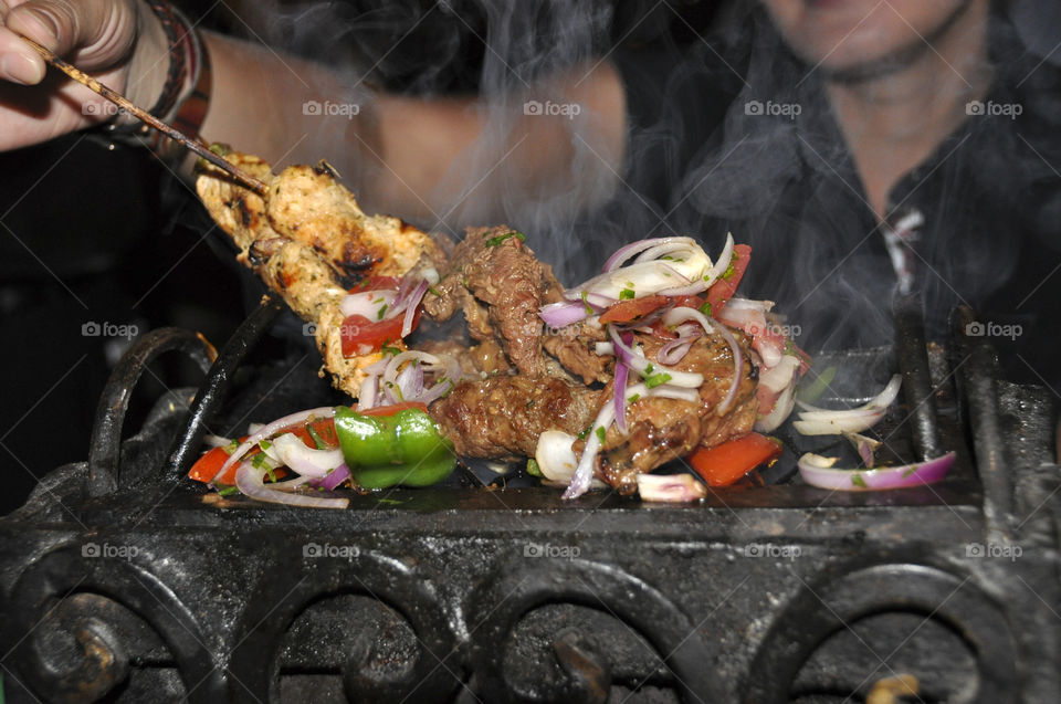 Grilled meat with vegetables