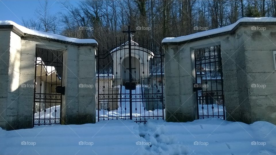 Cemetery under the snow