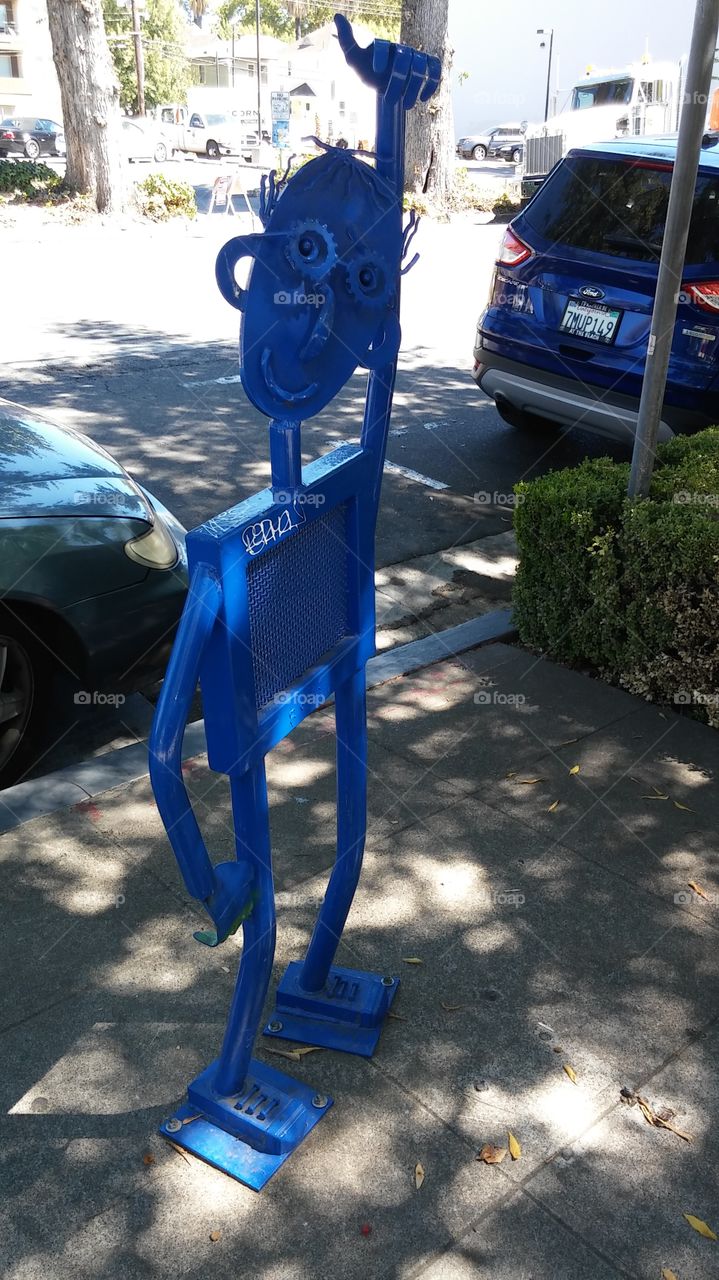 blue bike rack