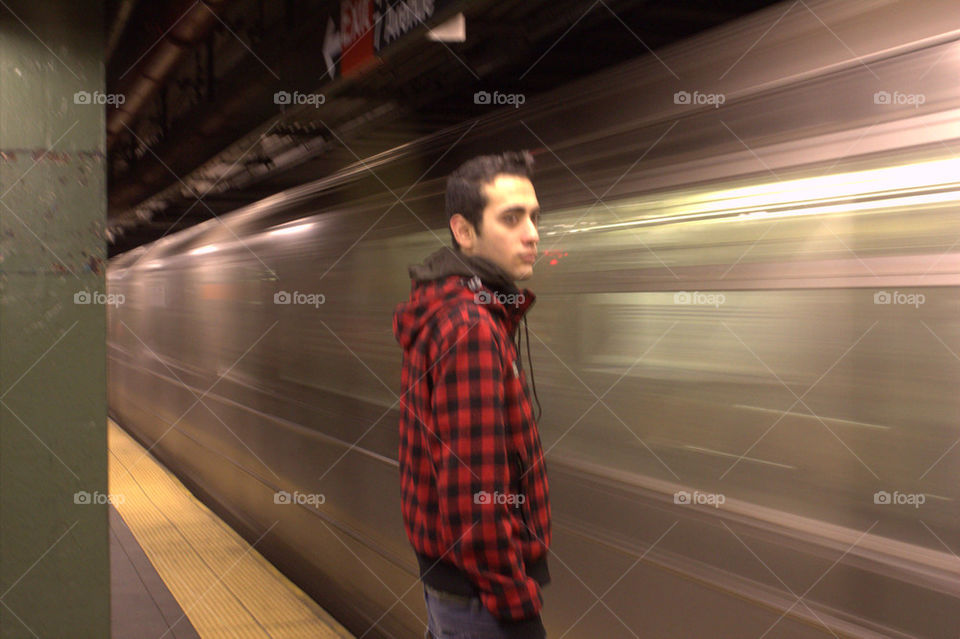 Waiting for the train in New York underground