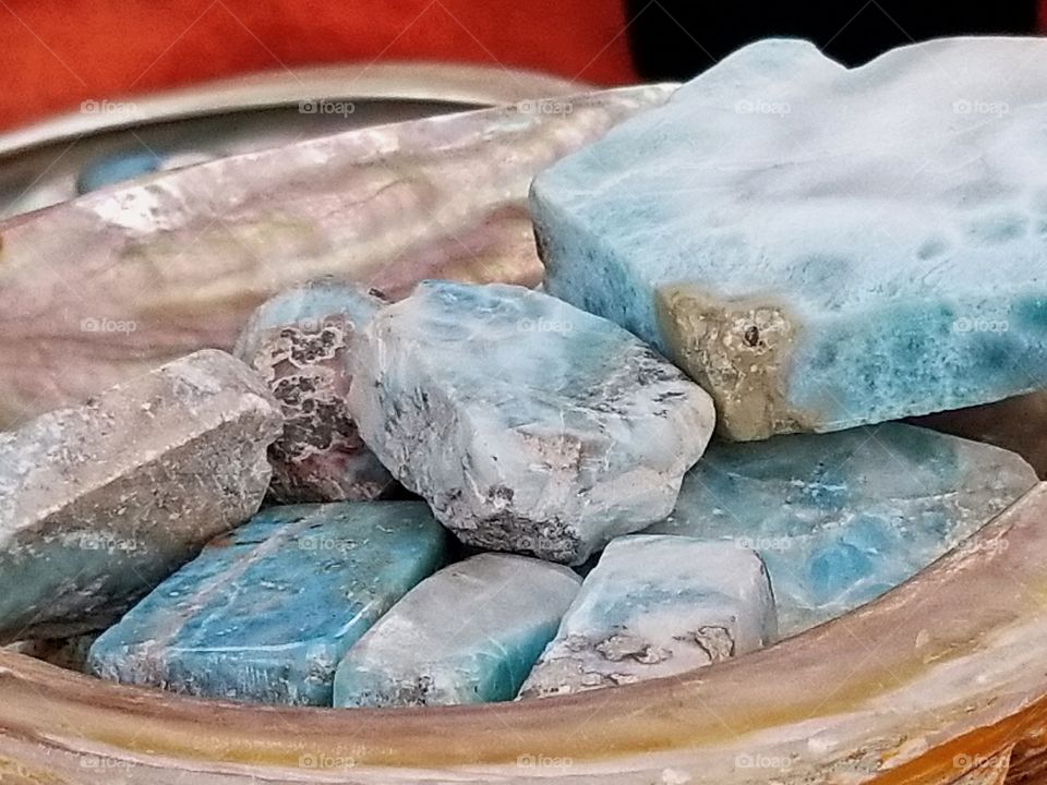 Beautiful blue stone at a small shop on the island of St Maarten