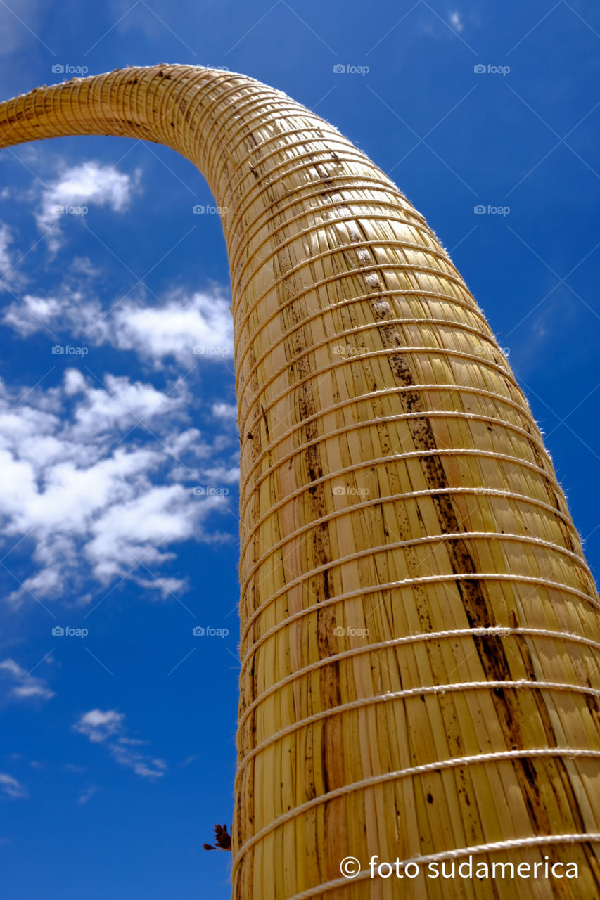 Totora reed structure with blue sky