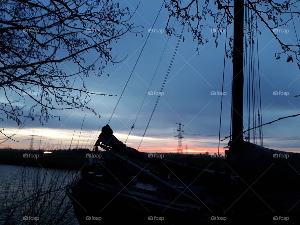 dutch barge sunset