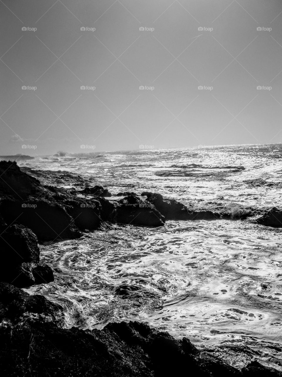 Monochrome Ocean Scene "Swirling Tides"