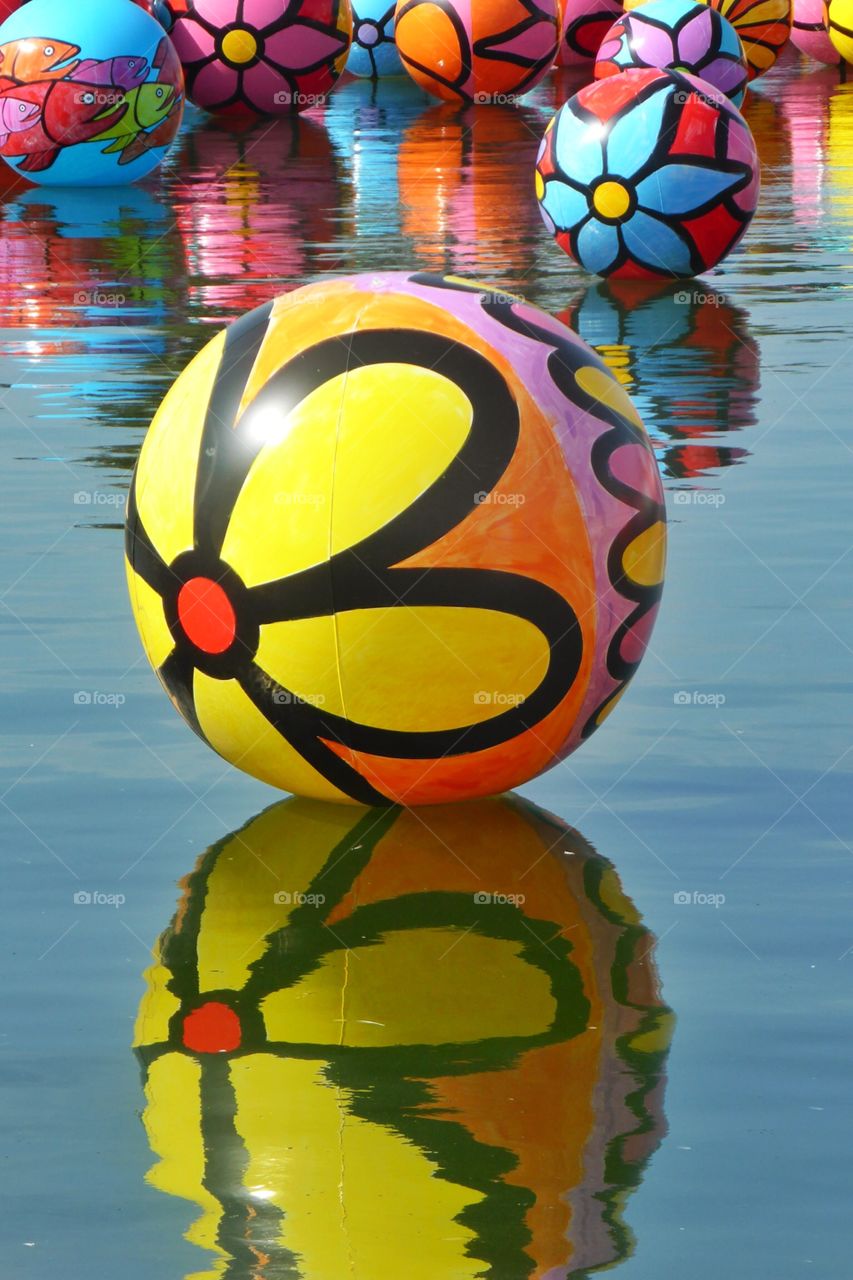 Colorful ball in the water. Colorful ball in the water in the Park,LA