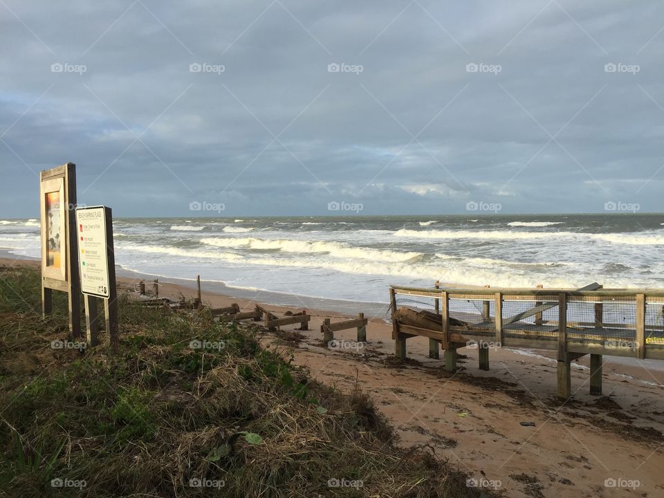 The boardwalk at a state park in Ormond beach, Florida was ripped away during hurricane Matthew.