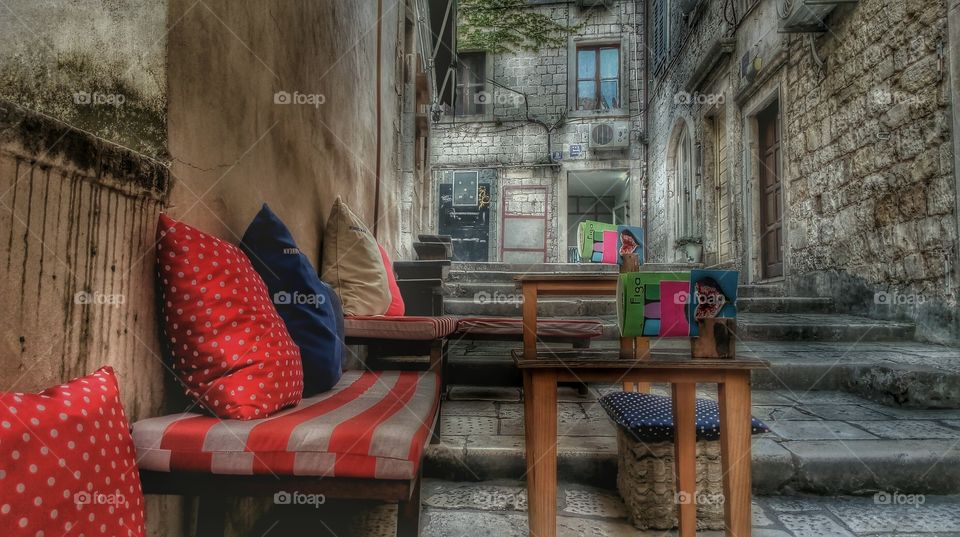 In a relaxed atmosphere inside ancient walls, Split, Croatia