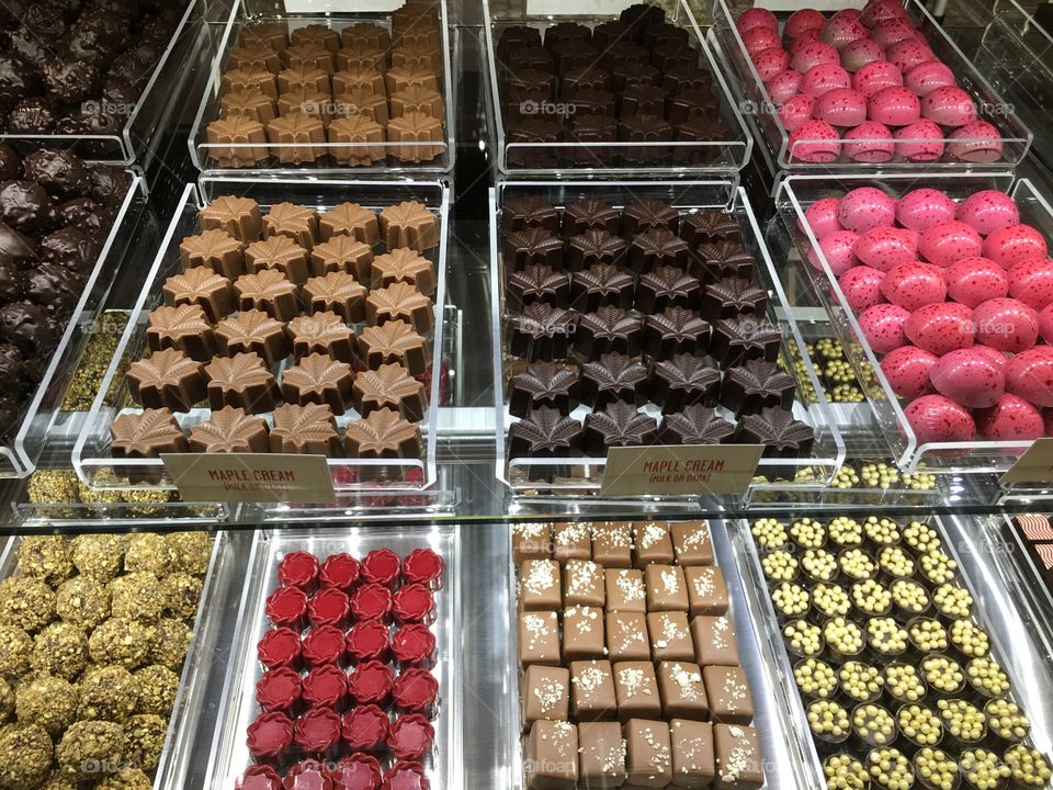 Variety of chocolates in market for sale