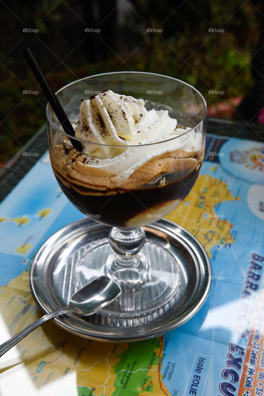 Italian dessert served at a restaurant in Cefalu Sicily.