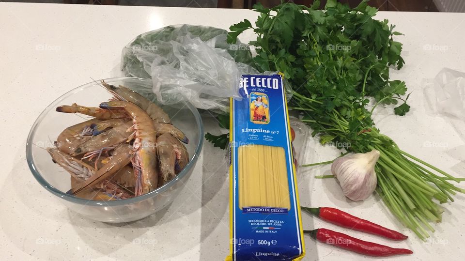 Pasta making ingredients ready to cook