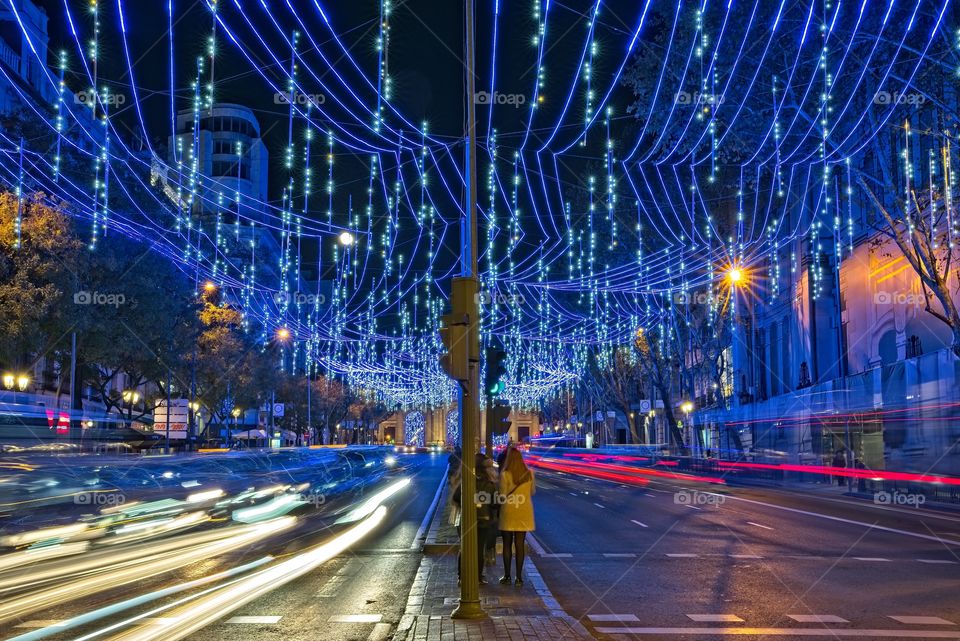 Christmas lights in a street of Madrid 