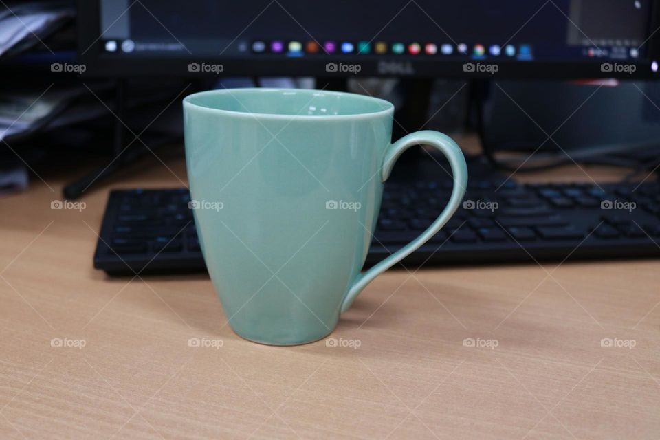 Photo of a cup of coffee in the morning at the office