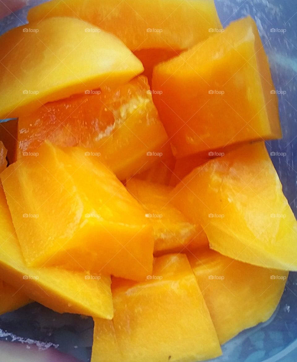 fresh cut papaya