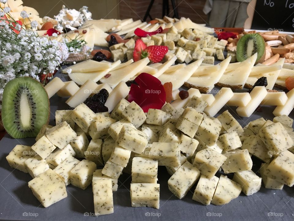 Table with great varieties of cheese