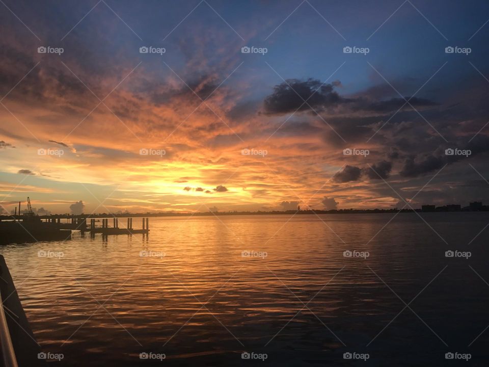A view of the fishing pier at sunset