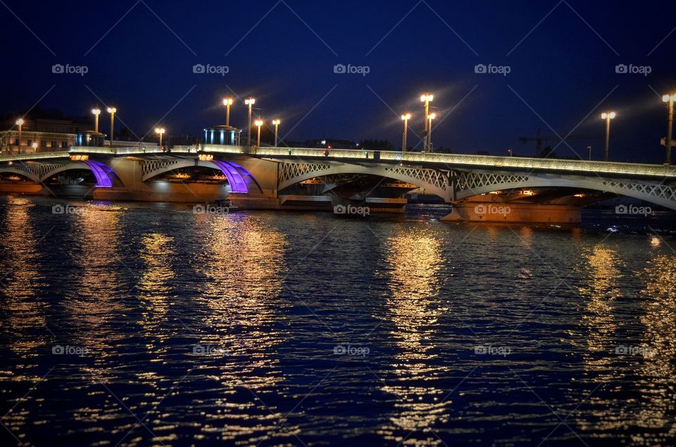 beautiful St.Petersburg 
night river Neva and amazing bridge