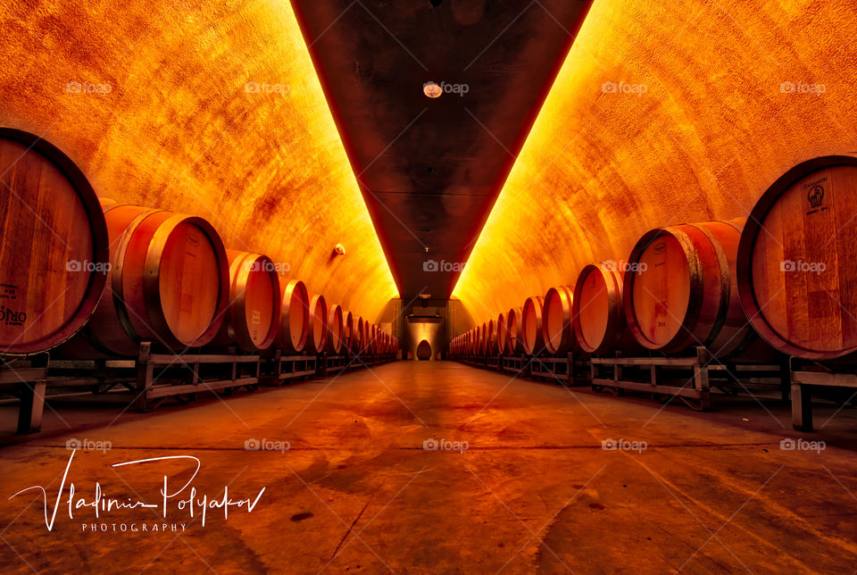 Wine Cave at Nine Suns winery in Napa Valley 