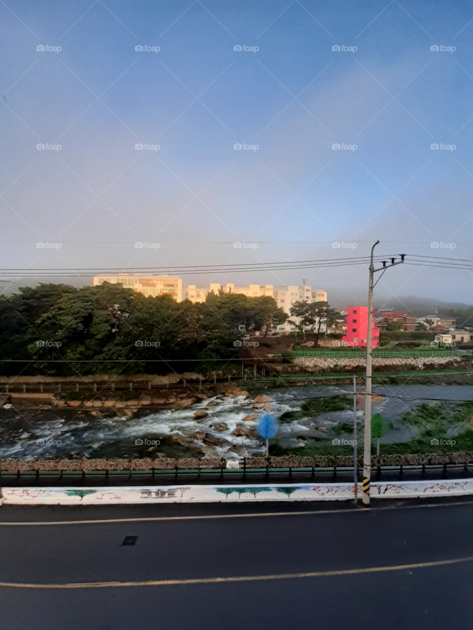 view from above of the river and the rocks