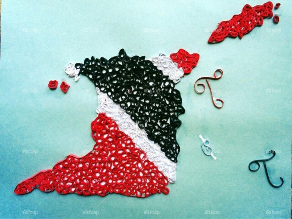 A quilling map design of Trinidad and Tobago I made😊