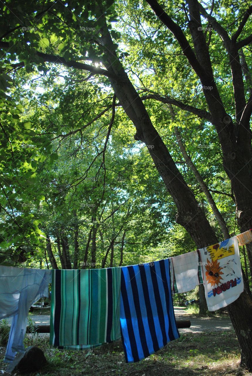 Hanging Camping Laundry to Air Dry
