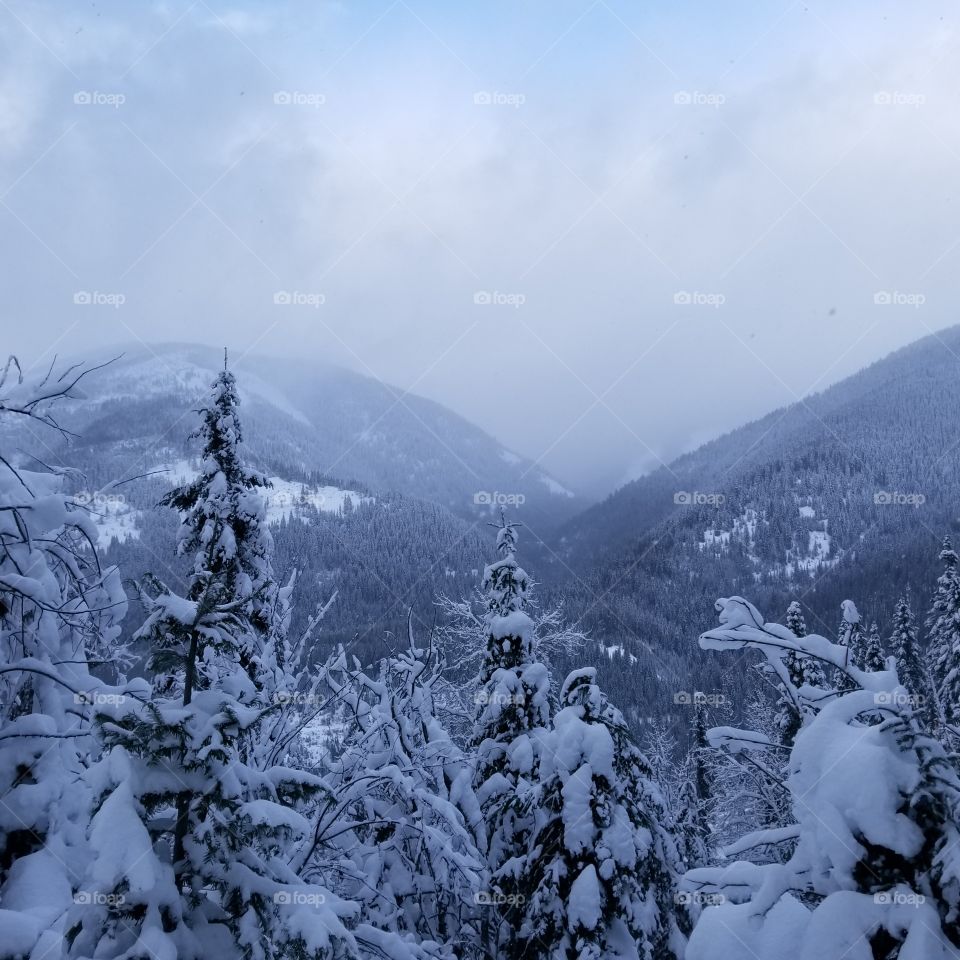snowy mountain top view