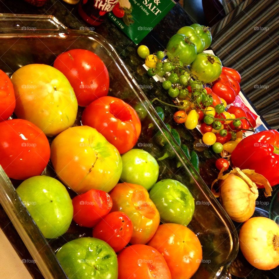 Prepped Tomatoes for Roasting
