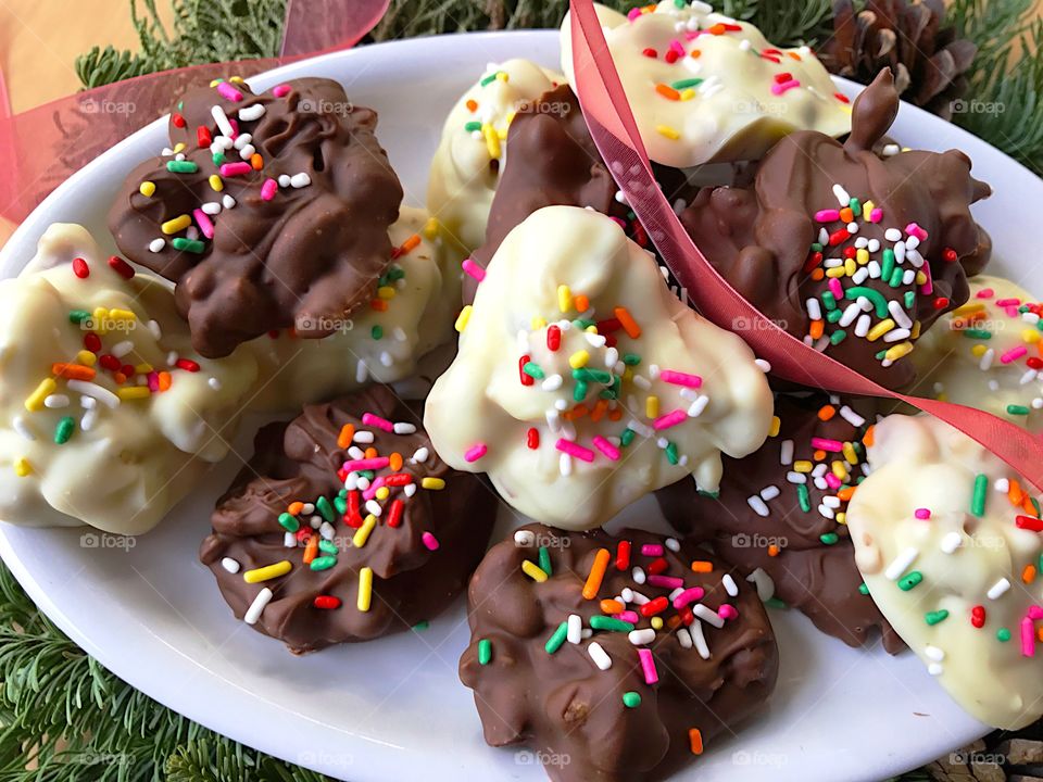 Chocolate nut candies at Christmas 