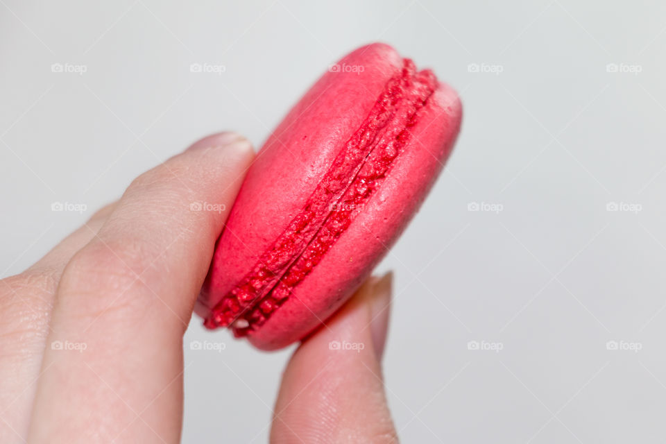 Close-up of a pink macaroon