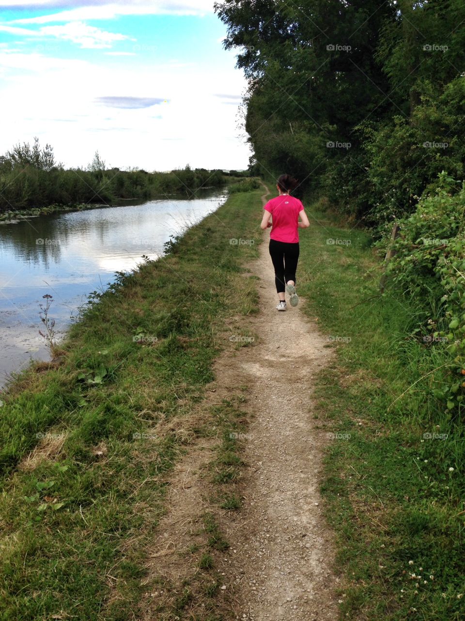 Jogging along the canal path 