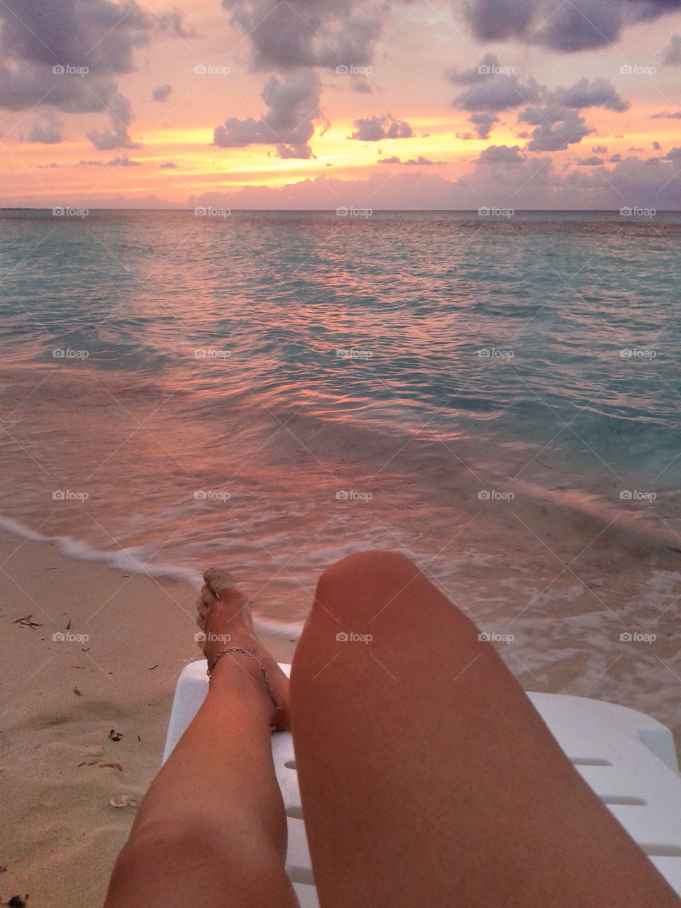 sunset on the beach. happy day on cayo coco cuba