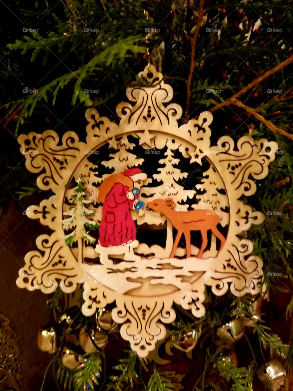 Beautiful wooden cut out Christmas ornament