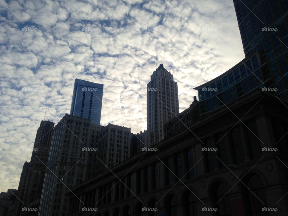 sky clouds buildings skyscrapers by mengzishiliu