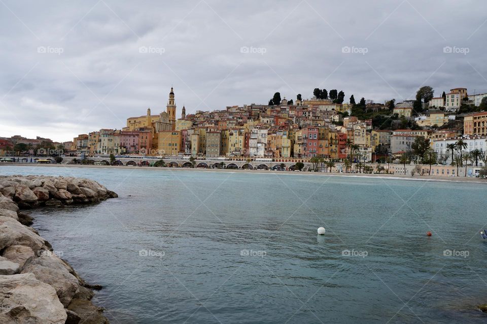 The colourful old town of Menton France.