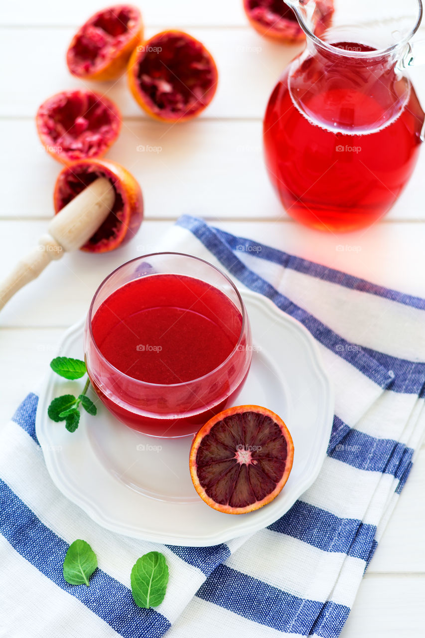 Fresh juice from red orange fruits
