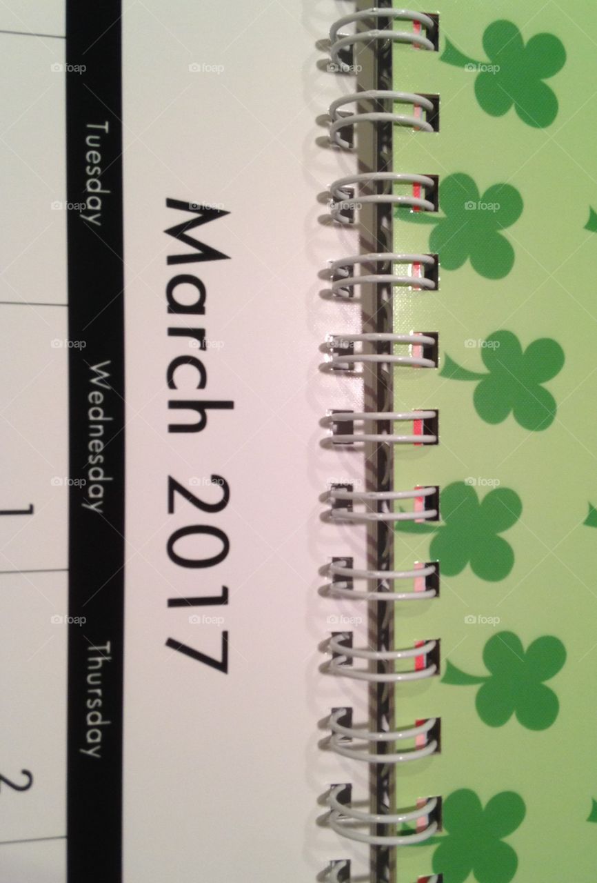 March 2017 with ring binder and shamrocks