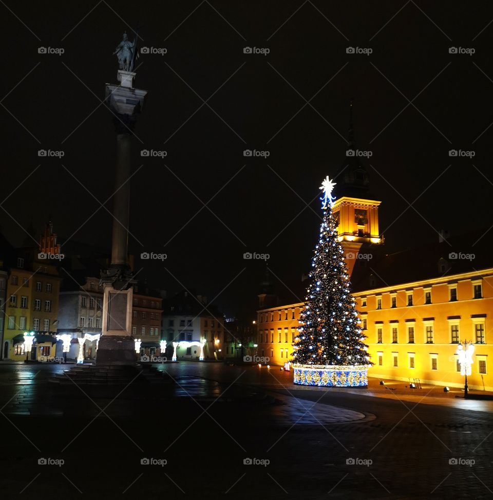 City in night. Warszawa. Poland