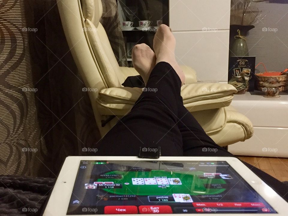 Playing poker and having fun